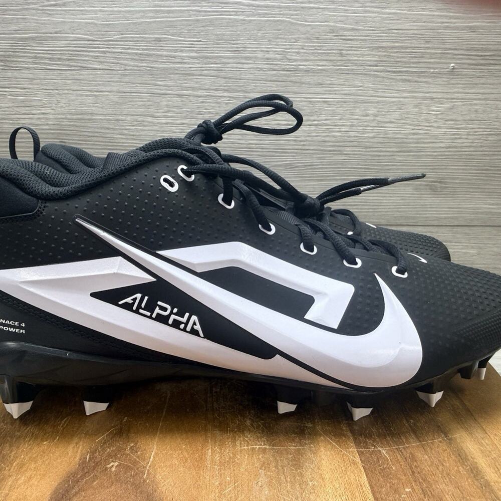 Men 16 Nike Alpha Menace 4 Black White Football Cleats Shoes FZ7703-005